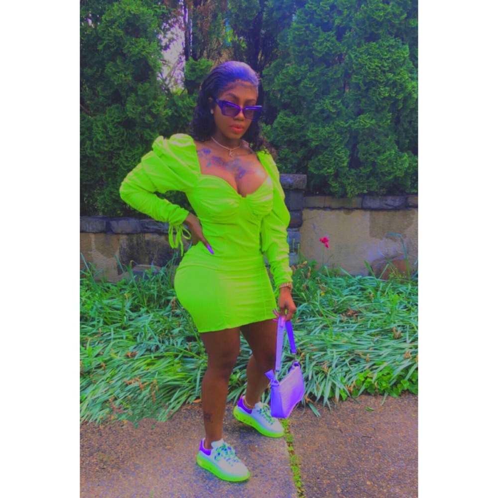 Lime Yellow Puff Dress